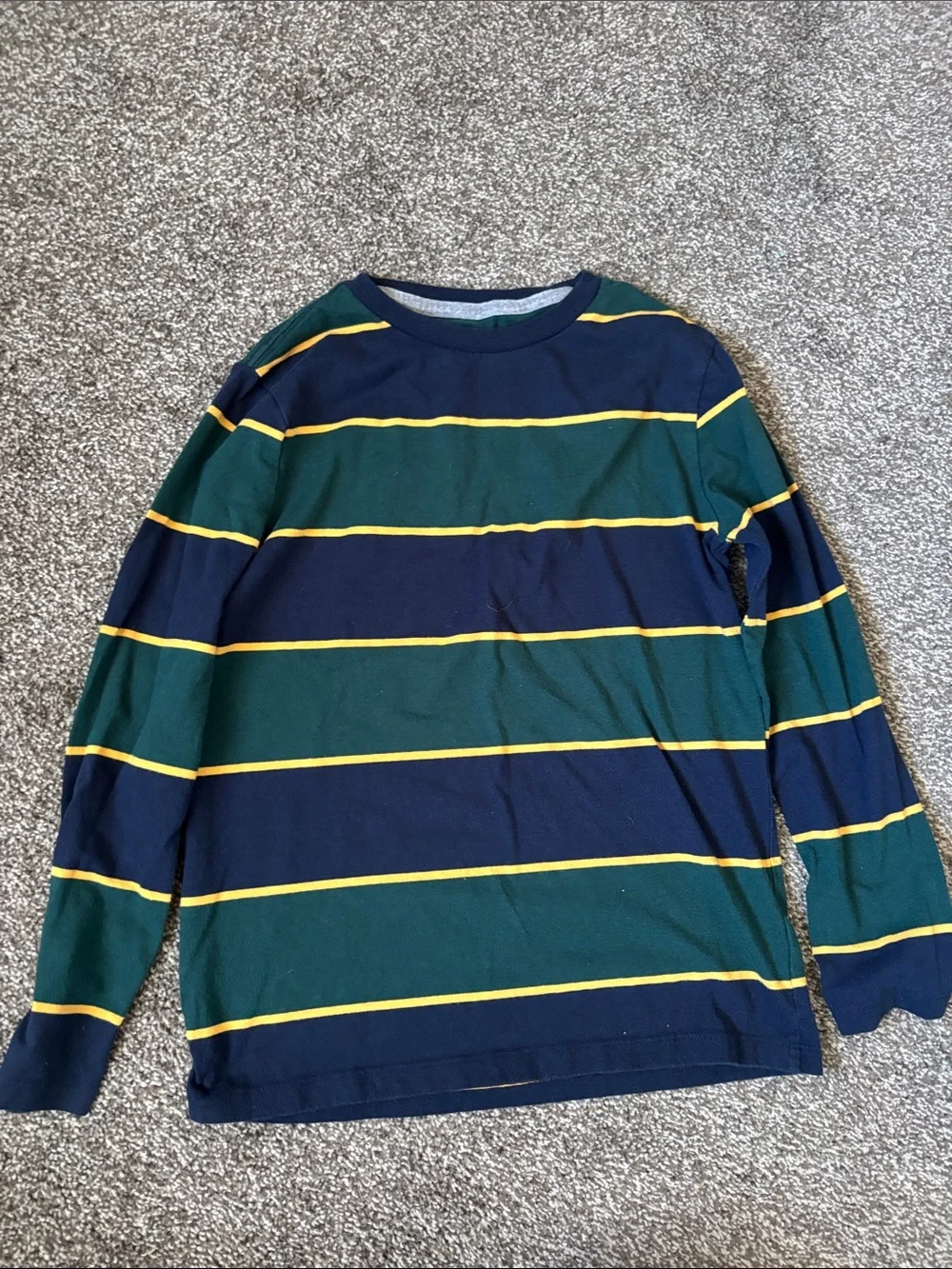 Old Navy Navy, Forest Green & Yellow Striped Long-Sleeve Tee